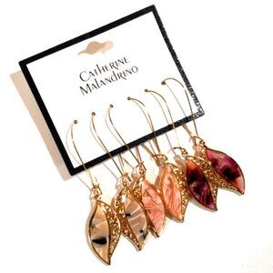 Catherine Malandrino Colorful Dangle Earrings - Set of 3 Women, Gold-Tone Hooks